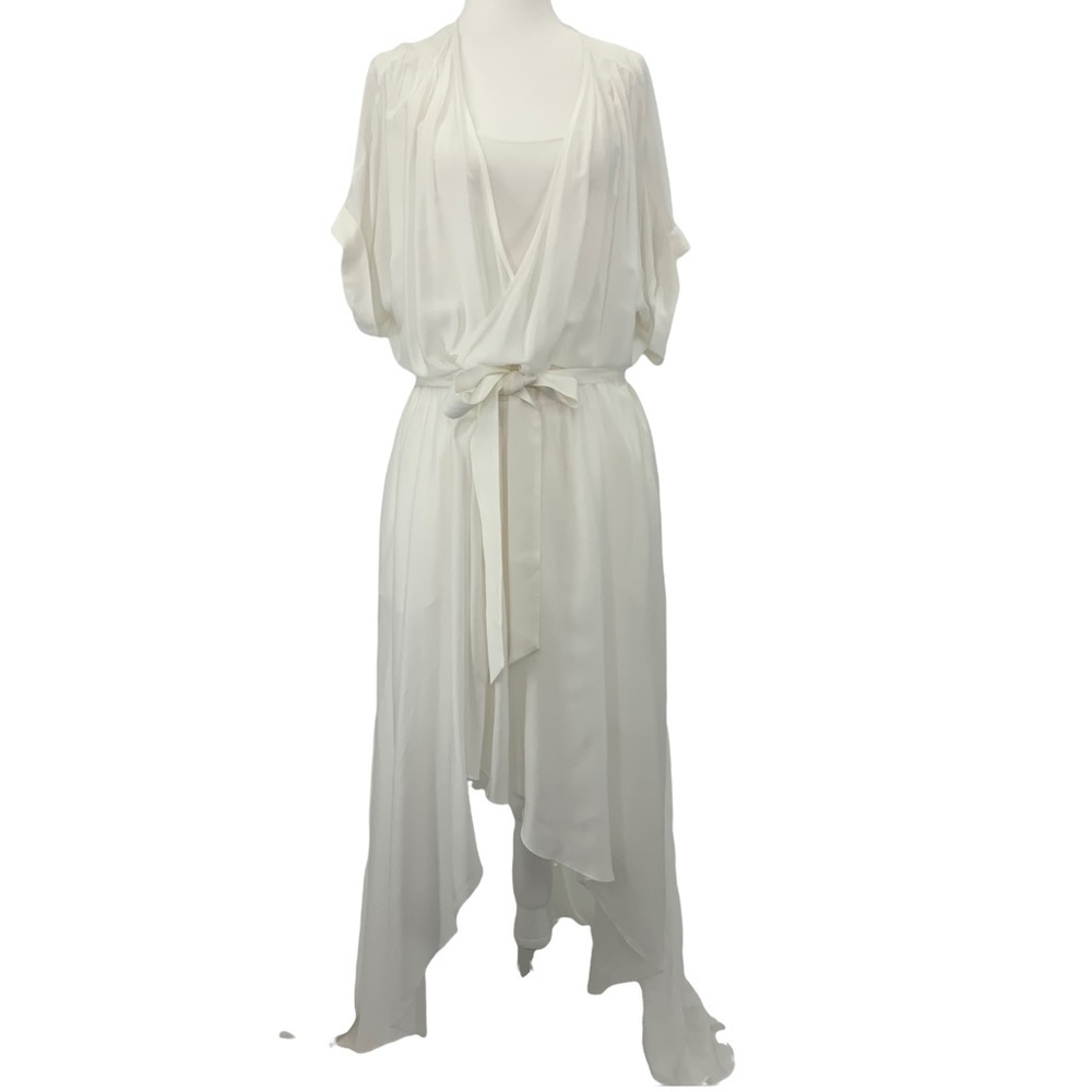 White House Black Market slip dress with Sheer Train Overlay A3